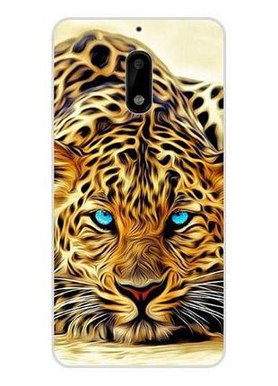 Чехол силиконовый бампер для nokia 6 с рисунком гепард