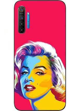 Бампер силиконовый чехол для realme 5i с картинкой монро