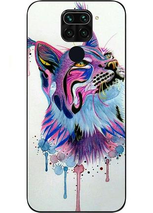 Силіконовий чохол для xiaomi redmi note 9 з картинкою рись акварель