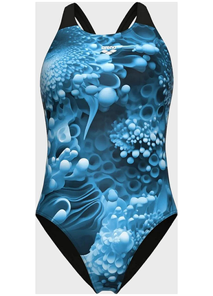 Купальник слитный для женщин arena blue flowers swimsuit v back синий, черный жин 38