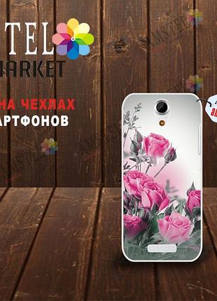 Оригинальный чехол панель накладка для doogee y100x с картинкой розовые цветы