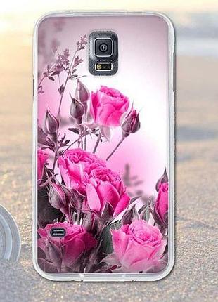 Бампер силіконовий чохол для samsung galaxy s5 i9600 з картинкою рожеві троянди
