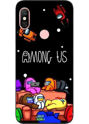 Силиконовый чехол для xiaomi redmi note 6 pro с картинкой among us
