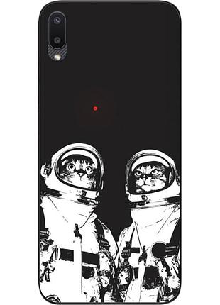 Силиконовый чехол бампер для samsung a02 galaxy a022 с картинкой космонавты коты