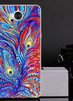 Чохол tpu з картинкою (силікон) для huawei y5 2017 пір'я