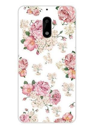 Силиконовый чехол накладка для nokia 6 с картинкой розочки