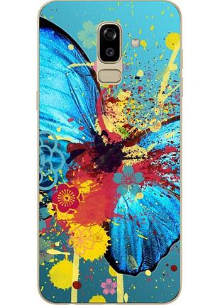 Силіконовий чохол з малюнком для samsung j810f galaxy j8 2018 з картинкою метелик у фарбах