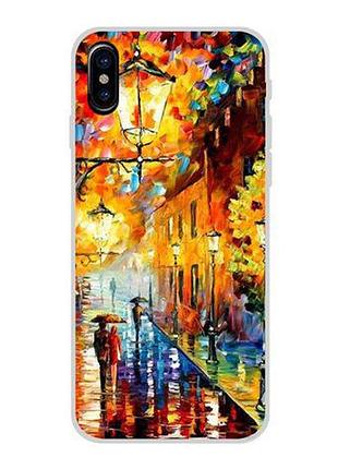 Бампер силиконовый чехол для iphone x с картинкой прогулка