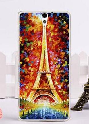 Силиконовый чехол бампер для sony xperia c5 / e5533 с картинкой башня красками