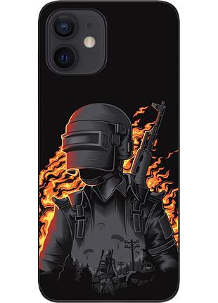 Бампер силиконовый чехол для iphone 12 mini с картинкой pubg