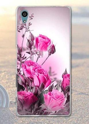 Чехол с картинкой (силикон) для sony xperia xa1 розовые розы