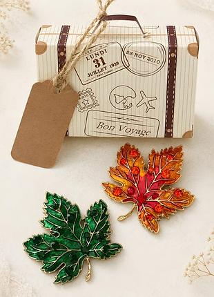 ✨🍁 подарунковий набір брошок «осінні кленові листки» в оригінальній коробці-валізці 🎁 3