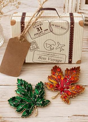✨🍁 подарунковий набір брошок «осінні кленові листки» в оригінальній коробці-валізці 🎁 2