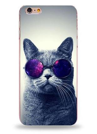 Силиконовый чехол бампер для iphone 6 / 6s с картинкой кот в очках