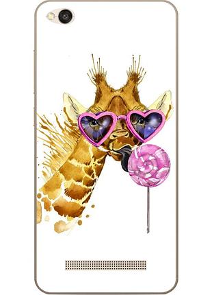 Силіконовий чохол для xiaomi redmi 4a з картинкою жираф з цукеркою