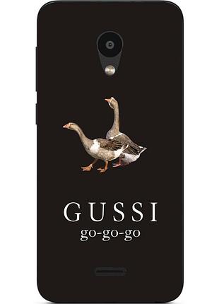 Антибрендовый силіконовий чохол для meizu c9 з картинкою gussi go go на чорному тлі