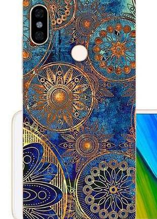 Силиконовый чехол бампер для xiaomi redmi note 5 с картинкой круги винтаж