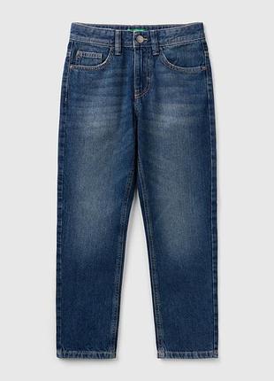 Детские синие прямые джинсы benetton l