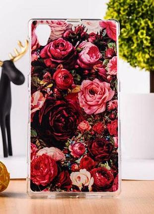 Оригінальний чохол панель накладка для sony xperia z1 l39h c6902 з картинкою троянди