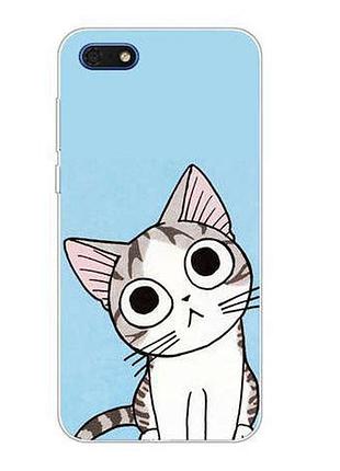 Чехол бампер с картинкой (силикон) для huawei y5 2018 котик