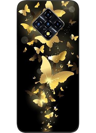 Силиконовый чехол для infinix zero 8 с картинкой золотые бабочки