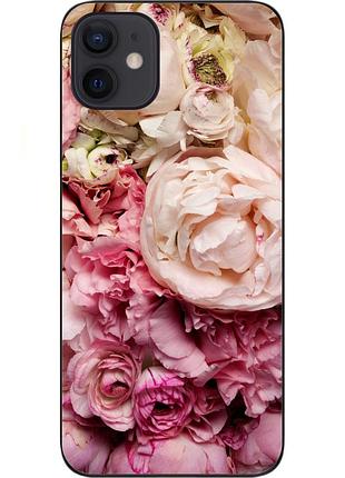 Чехол силиконовый для iphone 12 с картинкой пионы