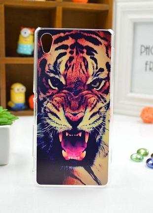Силиконовый чехол бампер для sony xperia m4 aqua / e2333 с картинкой тигр