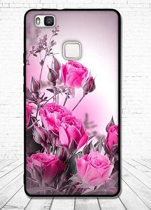 Силиконовый чехол для huawei p9 lite с картинкой розовые цветы