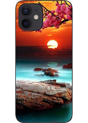 Силиконовый чехол для iphone 12 mini с картинкой красивый закат