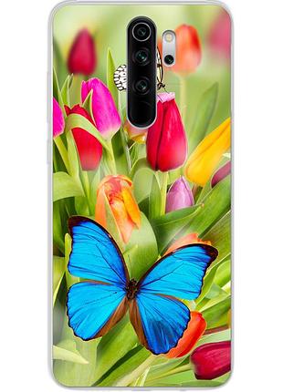 Силиконовый чехол для xiaomi redmi note 8 pro с картинкой тюльпаны