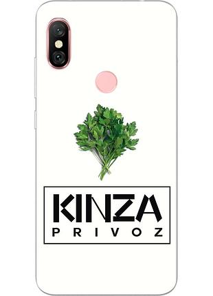 Антибрендовый силиконовый чехол для xiaomi redmi note 6 pro с картинкой kinza privoz