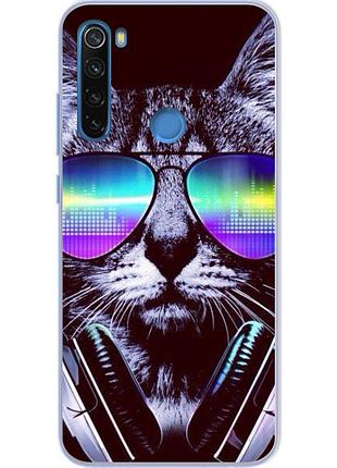 Силіконовий чохол з малюнком для xiaomi redmi note 8t музикант кіт
