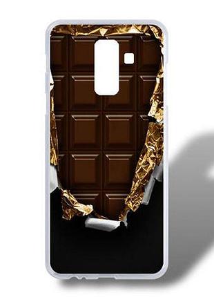 Tpu чохол накладка з картинкою для samsung a6 plus 2018 galaxy a605f шоколад