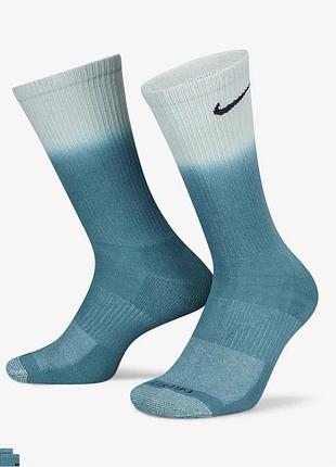 Шкарпетки nike u nk everyday plus cush crew зелений, білий уні 38-42