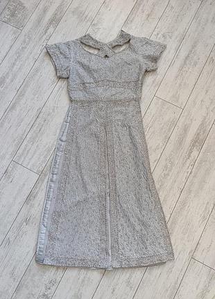 Винтажное серебристое платье ручной работы 90-х / y2k (индийский стиль / whimsigoth / vintage prom)