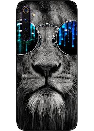 Силіконовий чохол для realme 6 pro з картинкою лев в окулярах