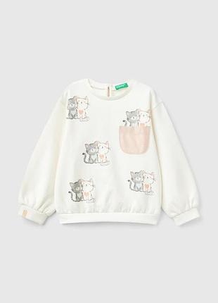 Дитячий бежевий прямий світшот benetton xx