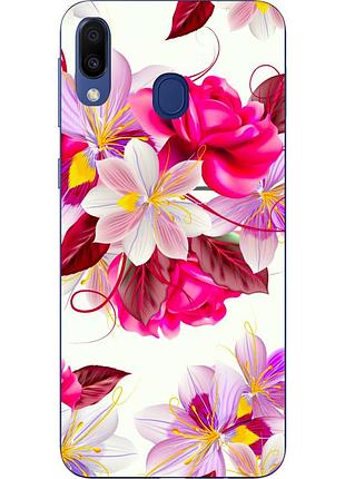 Бампер силиконовый чехол для samsung galaxy a30 2019 a305f с картинкой яркие цветы