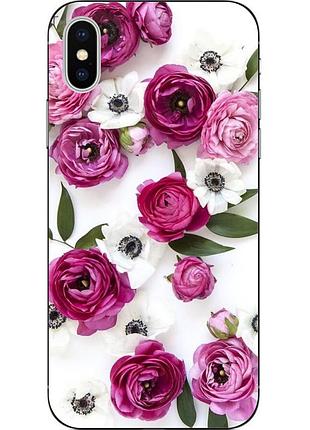 Силіконовий чохол бампер для iphone xs з картинкою квіти