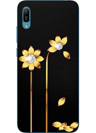Силіконовий чохол бампер для huawei y6 2019 з картинкою квіти
