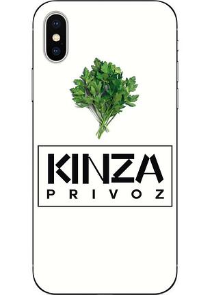 Антибрендовый силиконовый чехол для iphone xs с картинкой kinza privoz