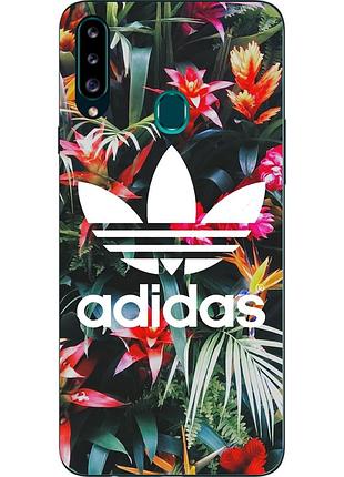 Силиконовый чехол для samsung a20s galaxy a207f с картинкой adidas