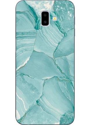 Оригинальный чехол накладка для samsung galaxy j6 plus 2018 с картинкой мрамор голубой