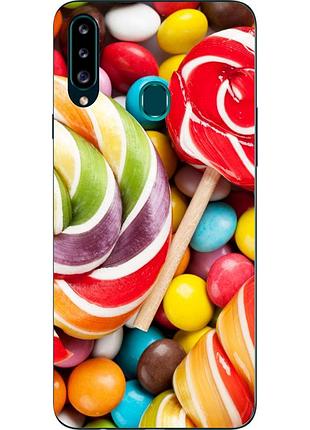 Силиконовый чехол бампер для samsung a20s galaxy a207f с картинкой конфеты