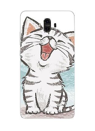 Чехол с картинкой (силикон) для huawei mate 10 котик