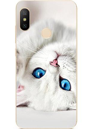 Оригінальний чохол накладка для xiaomi mi a2 lite з картинкою білий котик