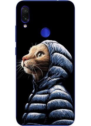 Оригинальный чехол накладка для xiaomi redmi note 7 с картинкой кот в куртке