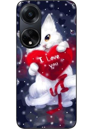 Силиконовый чехол epik для oppo a98 с картинкой котик с сердцем