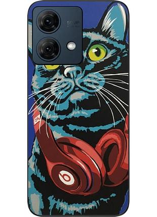 Силіконовий чохол epik для motorola moto g84 з картинкою кіт із навушниками