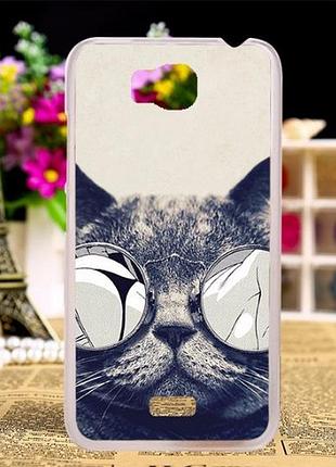 Оригинальный чехол панель накладка для huawei y5c y541 с картинкой кот в очках